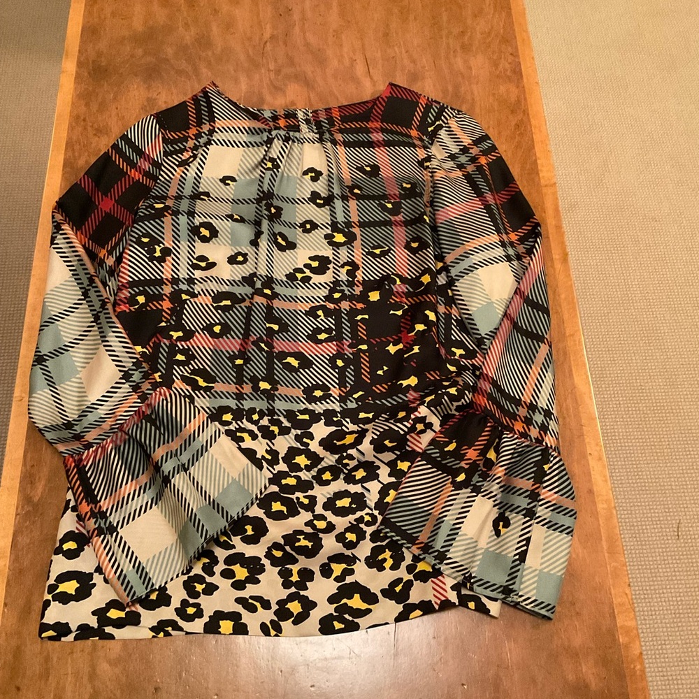 Plaid and Floral Long Sleeve Top